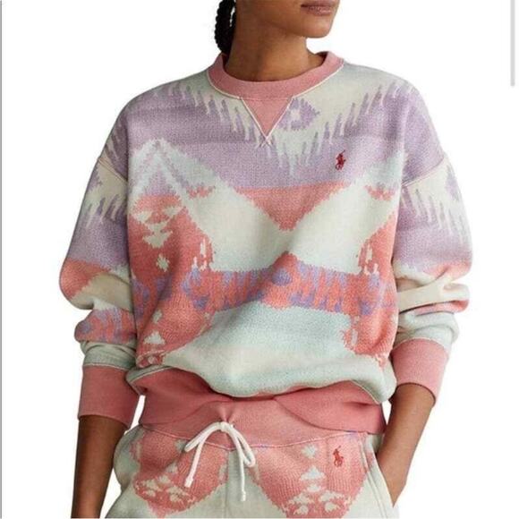 Polo Ralph Lauren Aztec Southwestern Vibe Pastel Sweatshirt Top Shirt Medium NWT